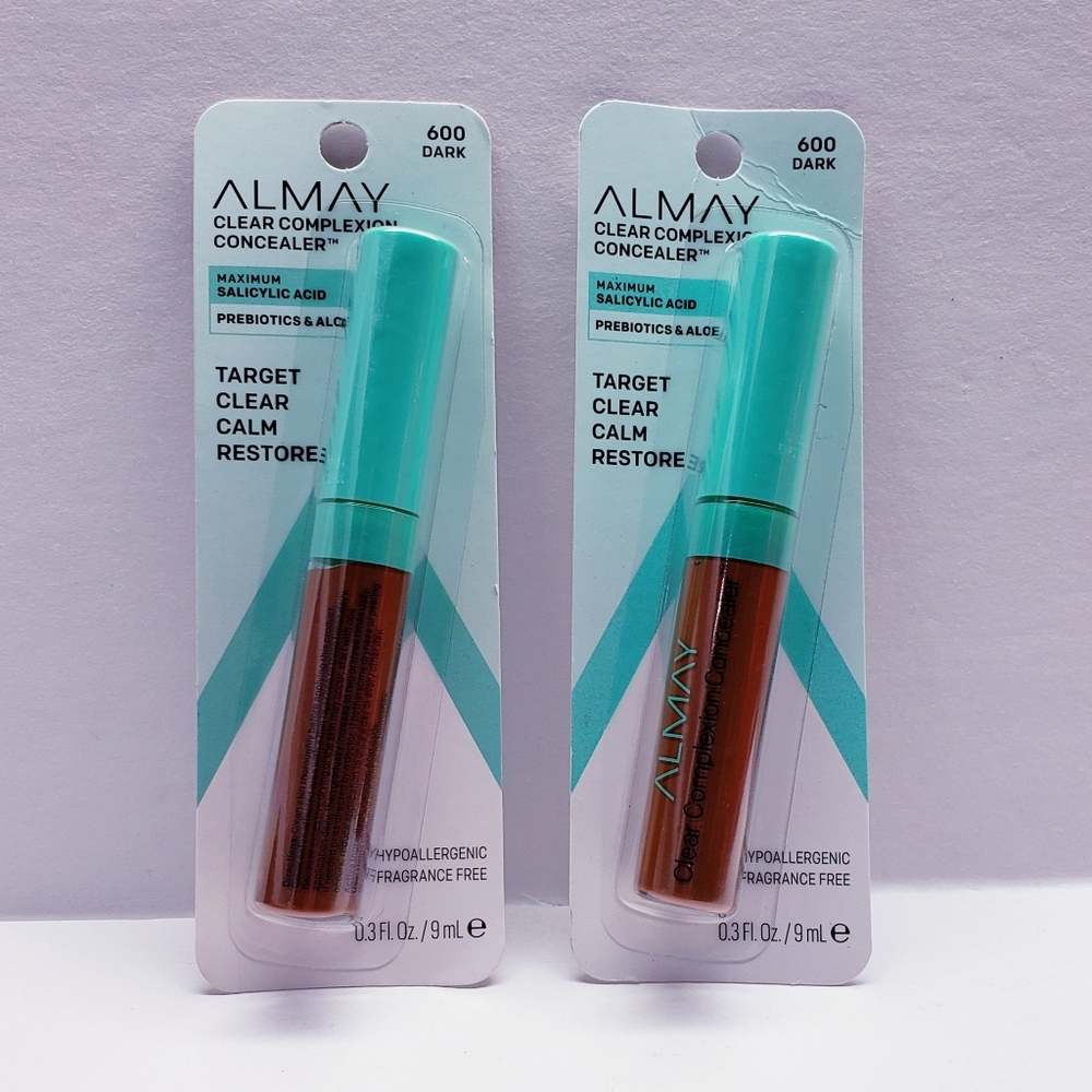 Almay Clear Complexion Concealer Treatment Makeup, 600 DARK (2 pack)